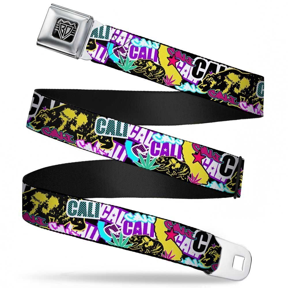 7617 Seatbelt Belt Cali Bear/CALI Graffiti/Pot Leaves Black/Multi Color